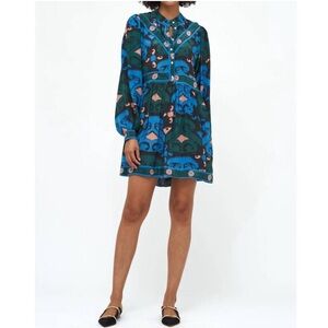 OLIPHANT Uzbek Mini Shirt Dress in Blue